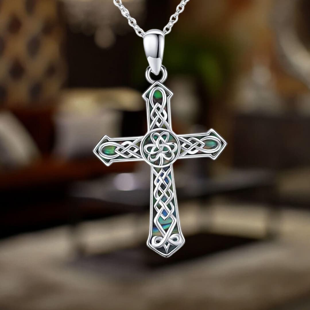 Celtic Cross Necklace 925 Sterling Silver Irish Cross Pendant Necklace ...