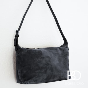 Leather and suede bag handmade, genuine leather bag, handbag gifts for her, leather shoulder bag, shoulder bag women BLACK