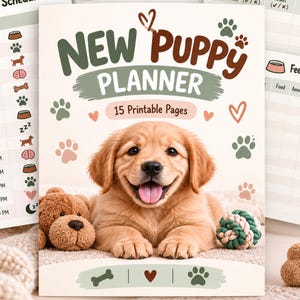 Puppy Training Planner Printable, New Puppy Checklist, Potty Training Tracker, Dog Care Planner, Puppy Schedule & Training Log