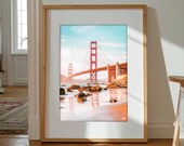 Golden gate, Art mural imprimable, décoration murale American style, usa, Californie, San Francisco, american life, vintage