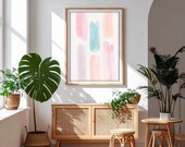 Eclats, Art mural imprimable, décoration murale abstraite tons pastel mêlant douceur et légèreté, teintes apaisantes sur toile blanche