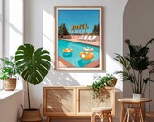 Pool, Art mural imprimable, décoration murale American style, miami, california road trip, travel Route 66, american summer, vintage
