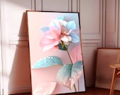 Pastel bloom, Art mural imprimable, décoration murale florale tons pastel mêlant douceur et légèreté, teintes apaisantes sur toile blanche