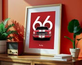 Mustang, Art mural imprimable, décoration murale American style, ford, california road trip, travel Route 66, american car, vintage