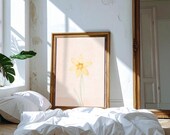 Pétale, Art mural imprimable, décoration murale florale tons pastel mêlant douceur et légèreté, teintes apaisantes sur toile blanche