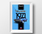 Cuda71, Art mural imprimable, décoration murale American style, Plymouth, road trip, travel Route 66, american car, vintage