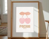 Pacha, Art mural imprimable, décoration murale du Pacha Ibiza tons pastel mêlant douceur et légèreté, teintes apaisantes sur toile blanche