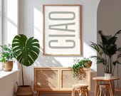 Ciao, Art mural imprimable, décoration murale contemporaine typographique moderne qui du caractère et de l’élégance à votre maison