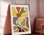 Flower, Art mural imprimable, décoration murale abstraite, floral, formes, coloré, art abstrait, affiche, poster