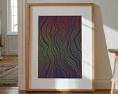 Vague, Art mural imprimable, décoration murale abstraite, lignes et rayures, formes, coloré, art abstrait, affiche, poster