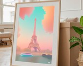 Paris, Art mural imprimable, décoration murale Eiffel dessin illustration moderne contemporaine qui donne de l’élégance à votre maison