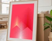 High, Art mural imprimable, décoration murale abstraite, pyramides, formes, coloré, art abstrait, affiche, poster