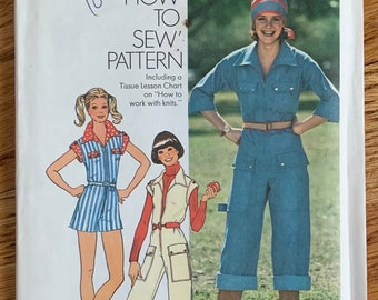 Womens Jumpsuit or Romper b34" w26.5, Simplicity 7562 UNCUT Vintage 1970s Sewing Pattern