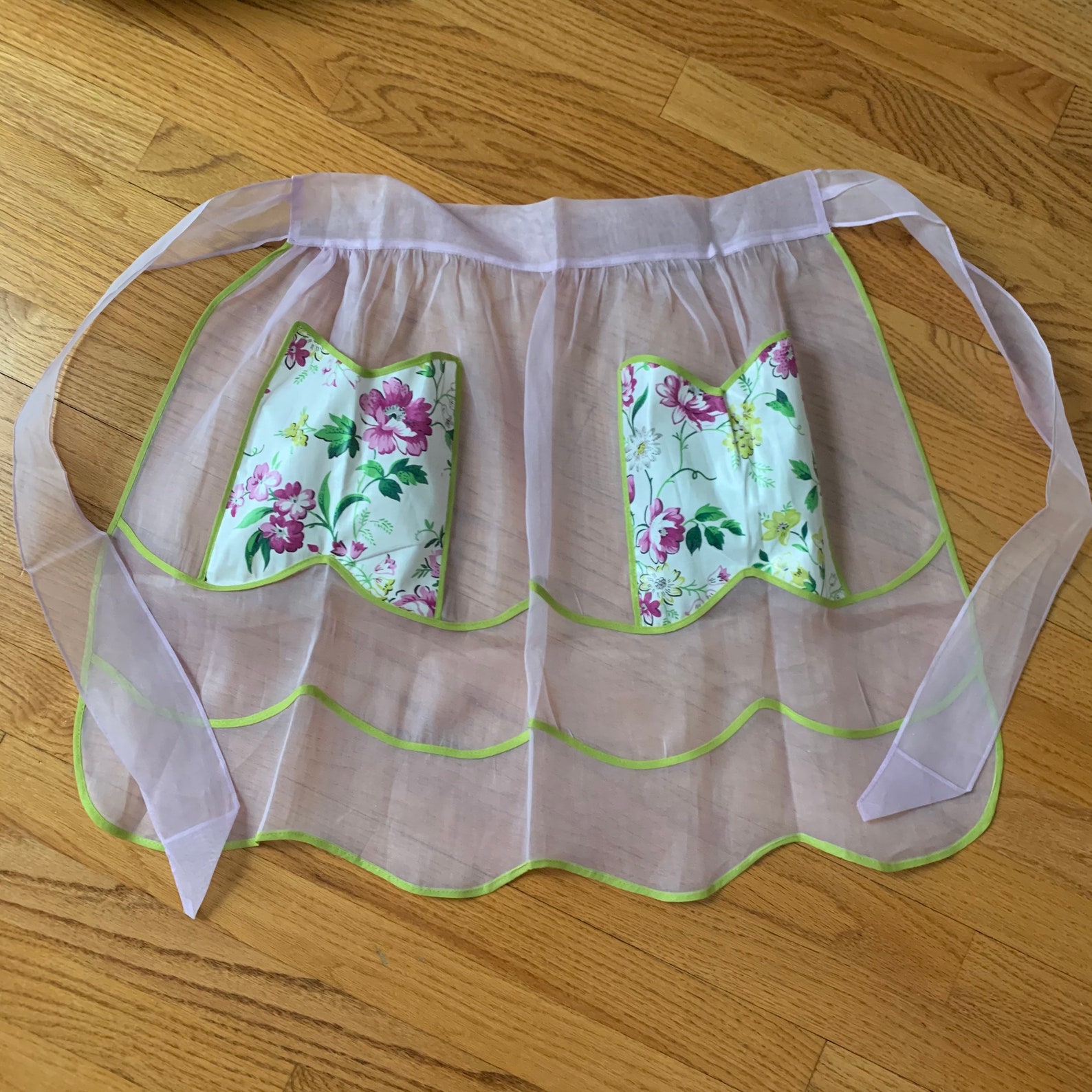 Vintage 1960s Hostess Apron Sheer Apron with Floral Print Etsy