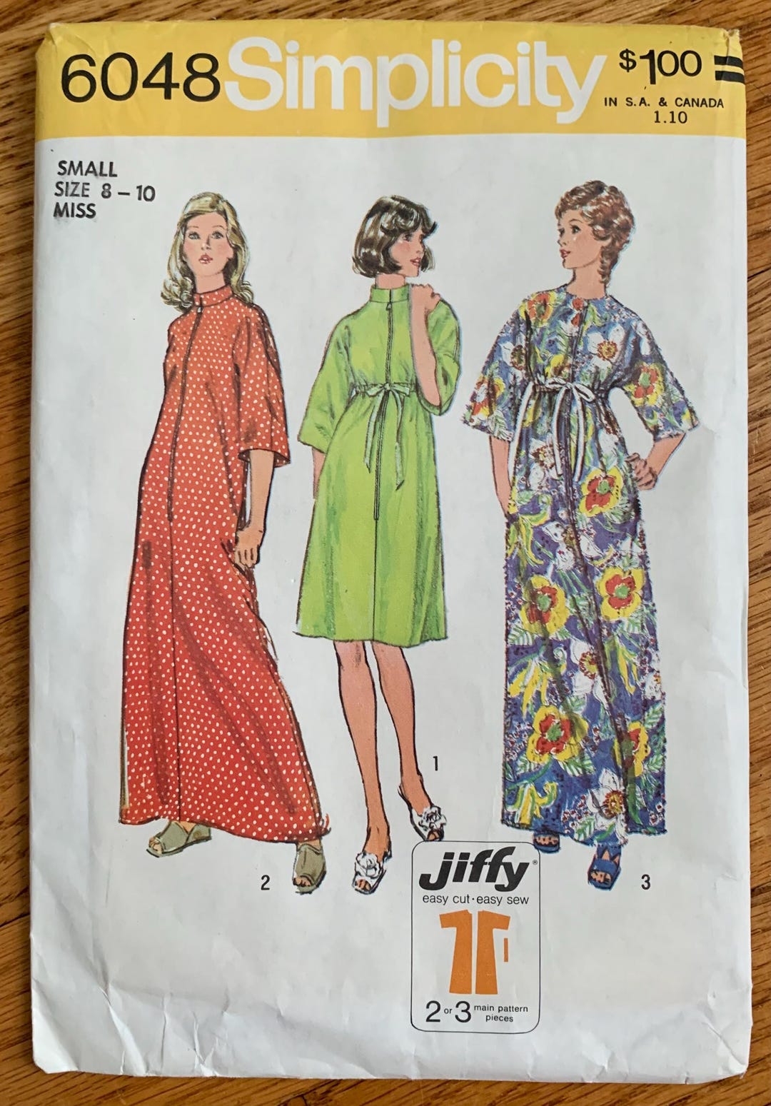 Zippered Robe Pattern Vintage 1970s Women's Zippered Robe Sewing Pattern - Simplicity 6048 FF ...