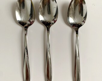 Oneida Twin Star SERVING Spoon, Vintage 1960s Flatware Stainless Steel Starburst Pattern, SOLD INDIVIDUALLY