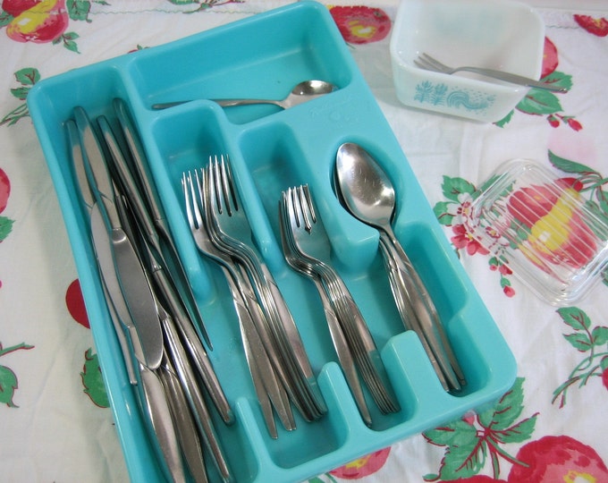 50s Turquoise RUBBERMAID Flatware Tray Etsy