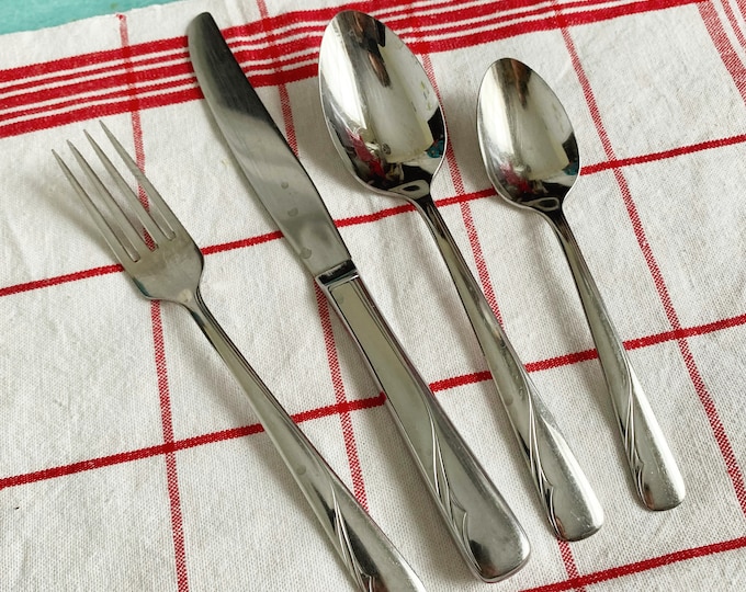 Vintage 1950s 60s Oneida Oceanic Stainless Flatware 42 Pc Set USED Etsy