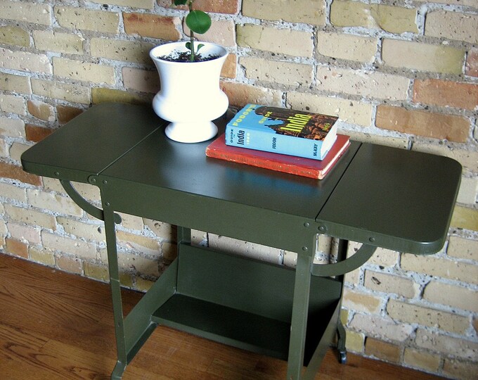 Vintage Army Green Metal Typewriter Desk Etsy