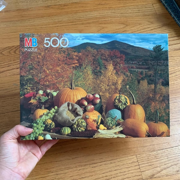 Vintage 1980s Jigsaw Puzzle, Milton Bradley Coventry Series Harvest Still Life 500 Pc Jigsaw Puzzle SEALED