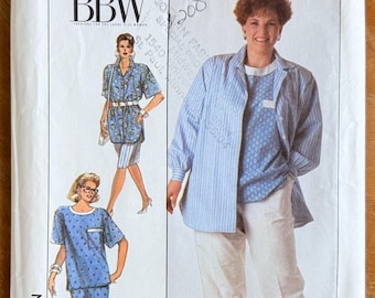 80s Women's Pants, Skirt, Top & Shirt Sewing Pattern - Simplicity 9061 (bust 48-54")
