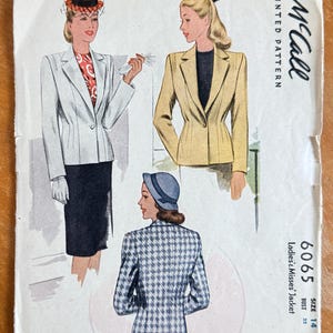 Vintage 40s McCall 4121 Sewing Pattern - Women's Semi-Fitted Jacket (bust 32")