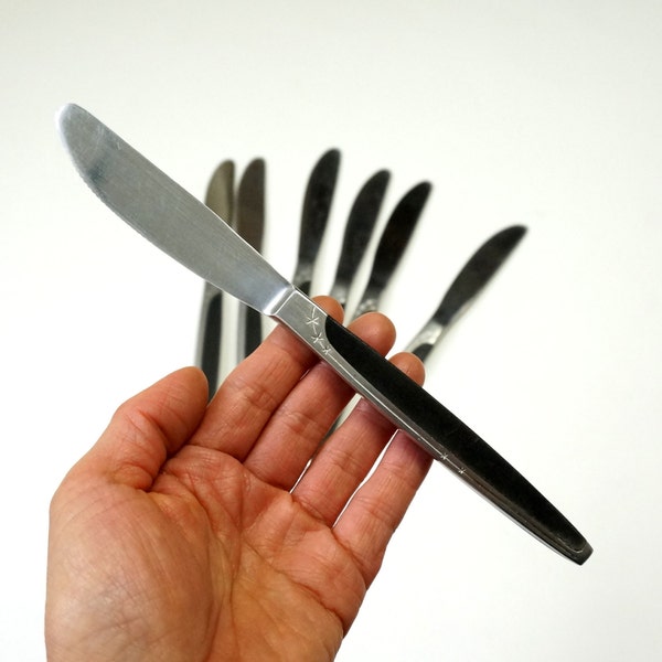 Mar Crest Ebony Elegance Stainless KNIFE 50s / Five Starburst and Black Molded Handle / Sold Individually
