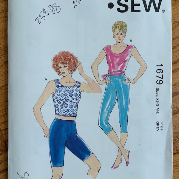 Vintage 1980s Sewing Pattern, XS-L Womens Aerobic Dance Outfit, Kwik Sew 1679 UNCUT