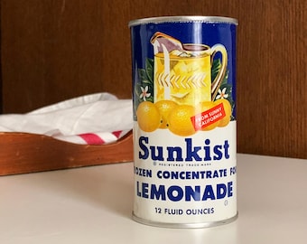 Vintage 1950s 60s Sunkist Frozen Concentrate Lemonade Aluminum Can VGC