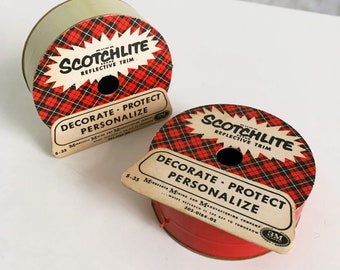 1950s Vintage Reflective Tape, 3M Tape Scotchlite Reflective Trim YOUR CHOICE of Color Display Only