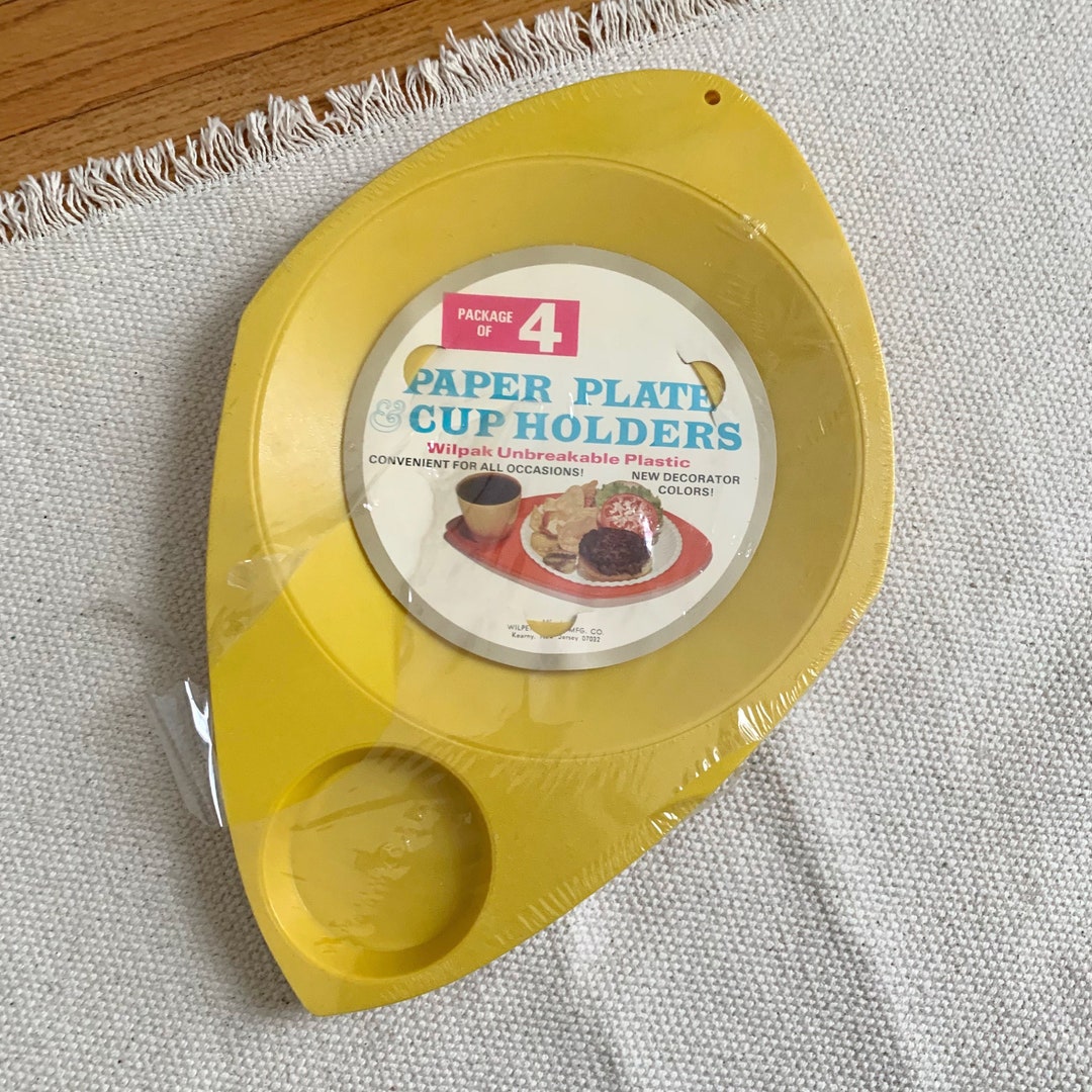 Vintage 1960s Wilpak Paper Plate and Cup Holder Set of 4 Etsy