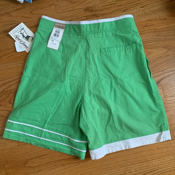 w36 Vintage 1980s Mens Shorts, Lime Green Ramie a… - image 5