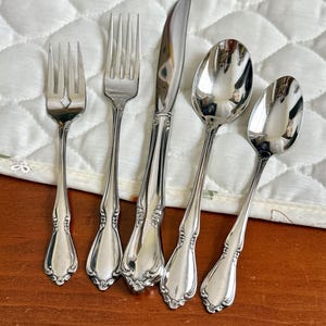 Vintage 60s Oneidacraft Deluxe Chateau Stainless Flatware & Serving Utensils - Floral Pattern Tableware CHOOSE
