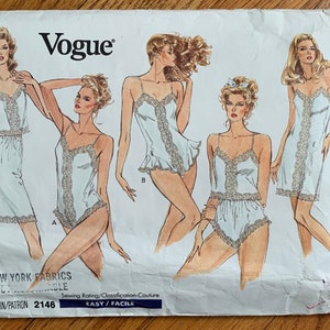 Vintage 1980s Vogue 2146 Lingerie Sewing Pattern: Slip, Camisole, Half-Slip, Panties, Teddy (Bust 30.5-36&quot;)