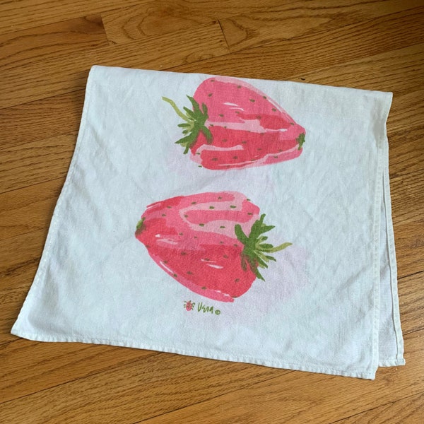 Vintage 1960s 70s Vera Kitchen Towel, Linen Tea Towel