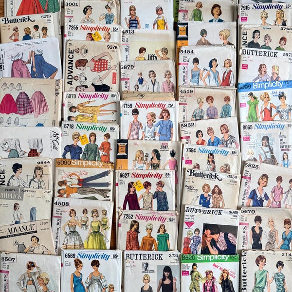 Vintage 1950s-70s Women's Sewing Pattern Lot UNCHECKED (bust 29-32.5")