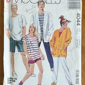 80s Adult/Teen Cardigan, Top, Pants & Shorts Sewing Pattern - McCall's 4044 (chest 40-42") FF