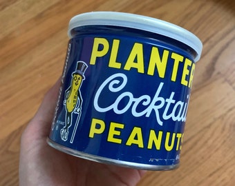 Vintage 1960s Planters Cocktail Peanuts Tin w/ Lid VGC