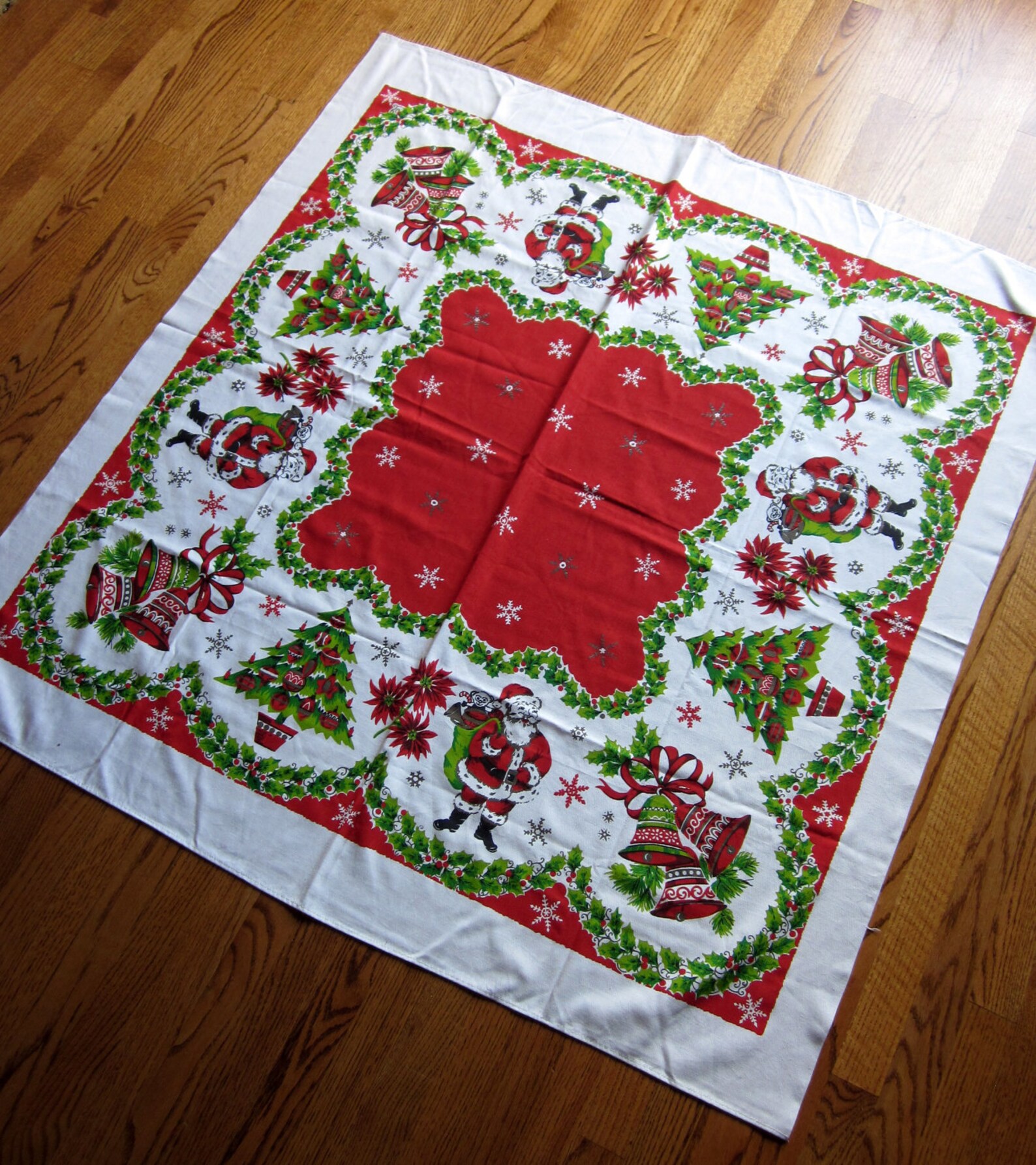 Retro Fabulous 60s Square Christmas Tablecloth Etsy