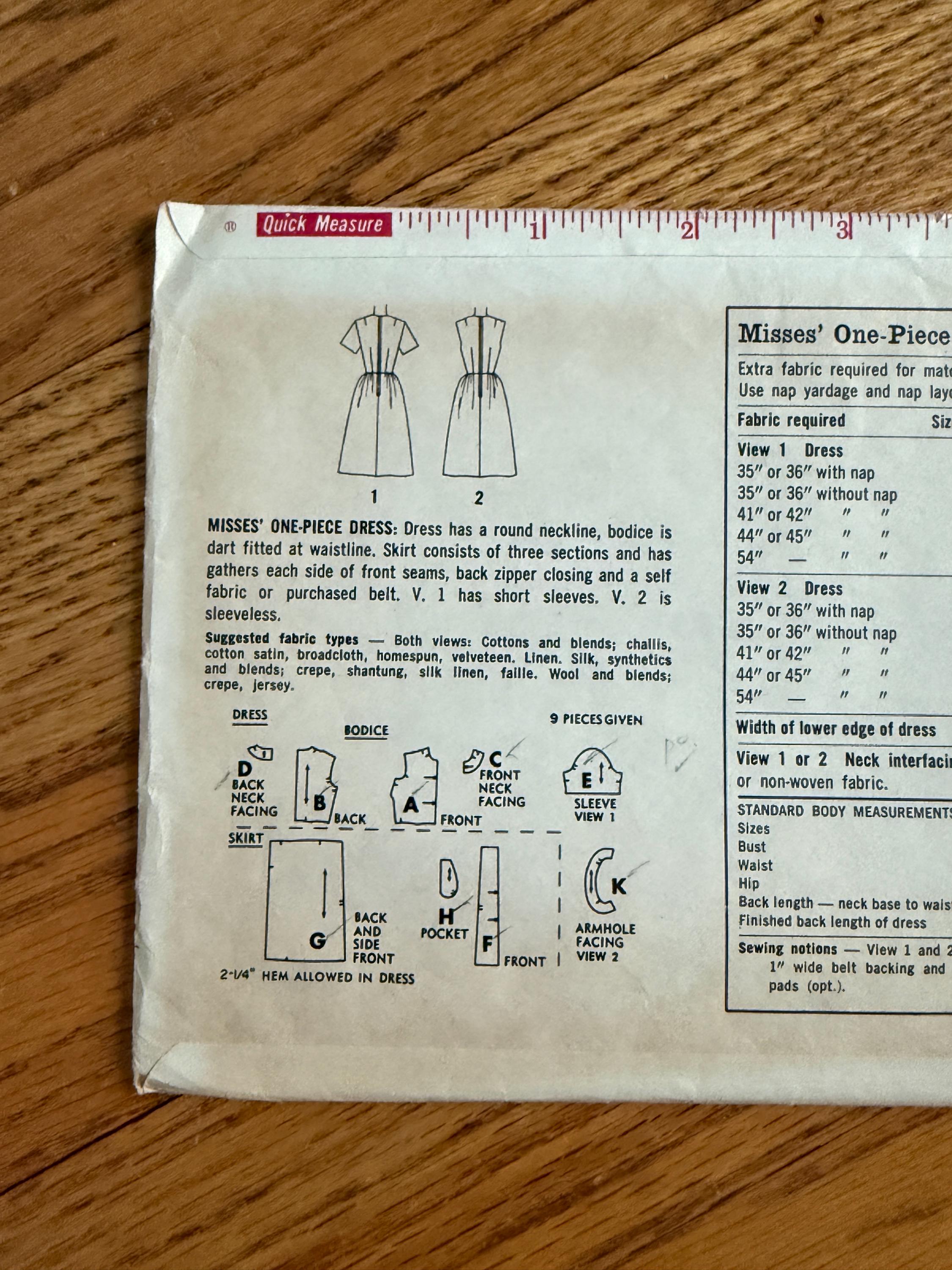 60s Women's About Town Dress Sewing Pattern - Simplicity 4789 CUT (bust ...