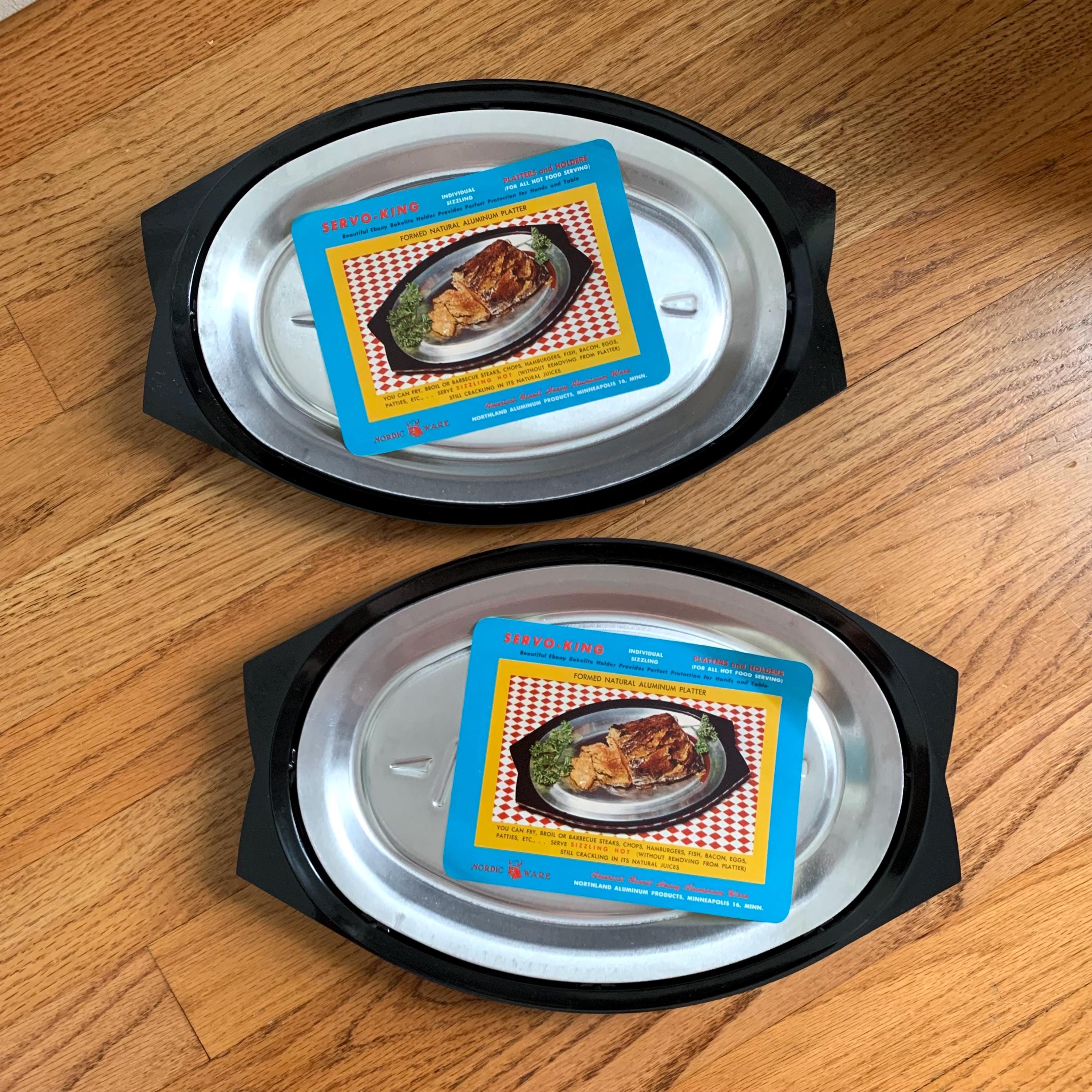 Lot De 4 Plats à Fajitas Nordic Ware Serv-A-Sizzler – Alu/Bakélite – Vintage Cactus