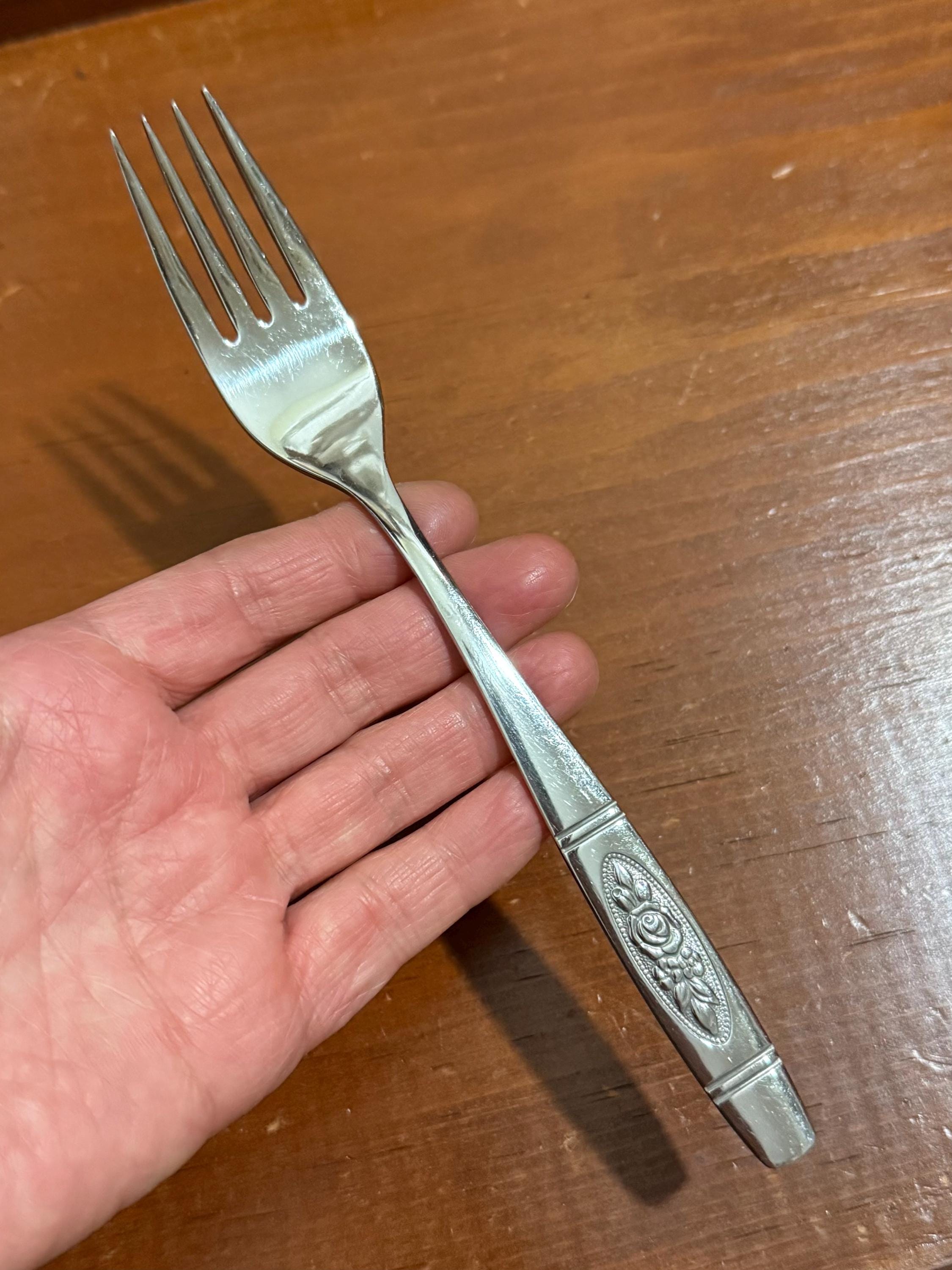 Vintage 1990s Oneida Rose Pendant Stainless Flatware, Ice Tea