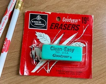 Vintage 1960s Eraser, Faber Castell Goodyear Brand Pencil and Ink Eraser NIP