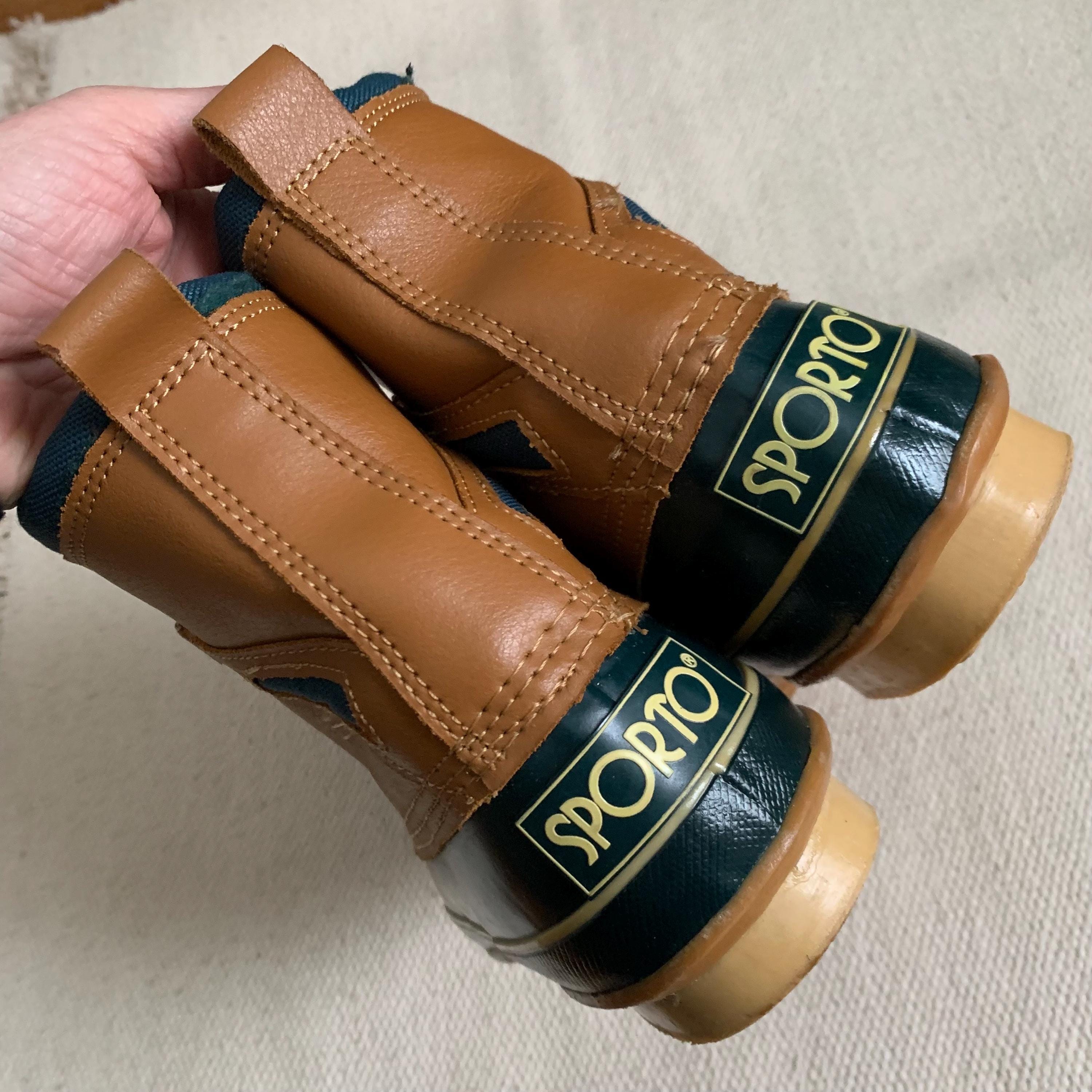 90s Vintage Sporto Rain Boot: Green and Brown Vintage 80s 90s Sporto Forest Green Lace-up Rain Snow Ankle  main image 4