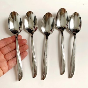 Vintage 60s Oneida Twin Star Teaspoon - Mid-Century Starburst Pattern Stainless Flatware CHOOSE