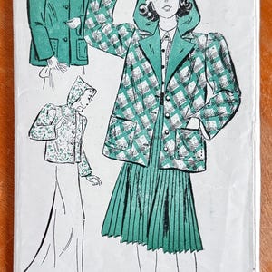Vintage 30s New York 1360 Sewing Pattern - Boxy Jacket in Two Lengtha, Hood Option (bust 32")