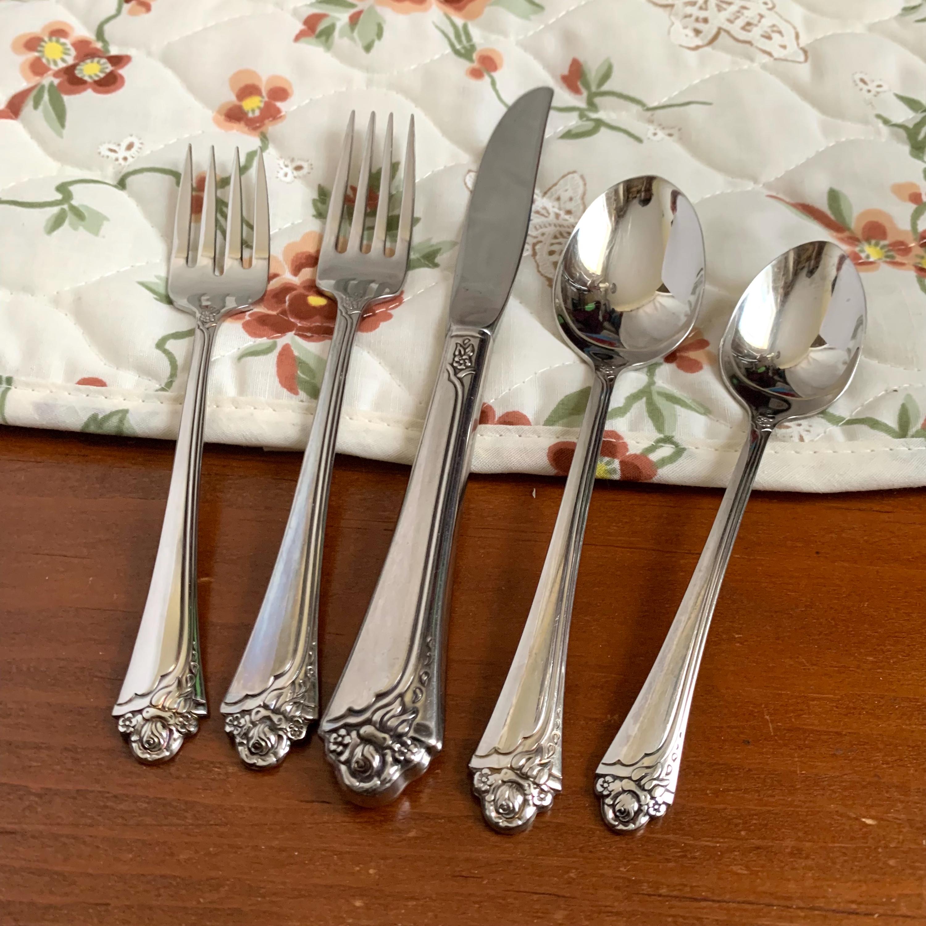 80s Oneida Fantasy Rose Stainless Flatware CHOOSE - Etsy