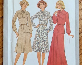 Vintage 1970s Sewing Pattern, b38" Womens One Piece Dress or Top and Skirt in Two Lengths, Simplicity 8311 UNCUT