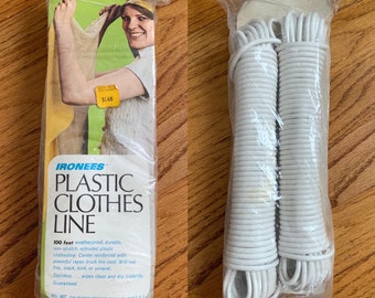 Vintage 1960s 70s Ironees Clothesline White Reinforced Plastic 100 Ft NOS