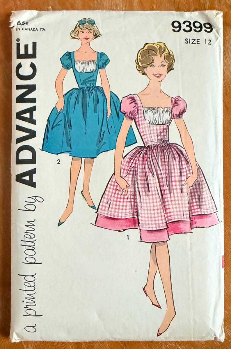 Vintage 60s Dirndl Style Dress With Full Skirt - Advance 9399 FF (bust ...